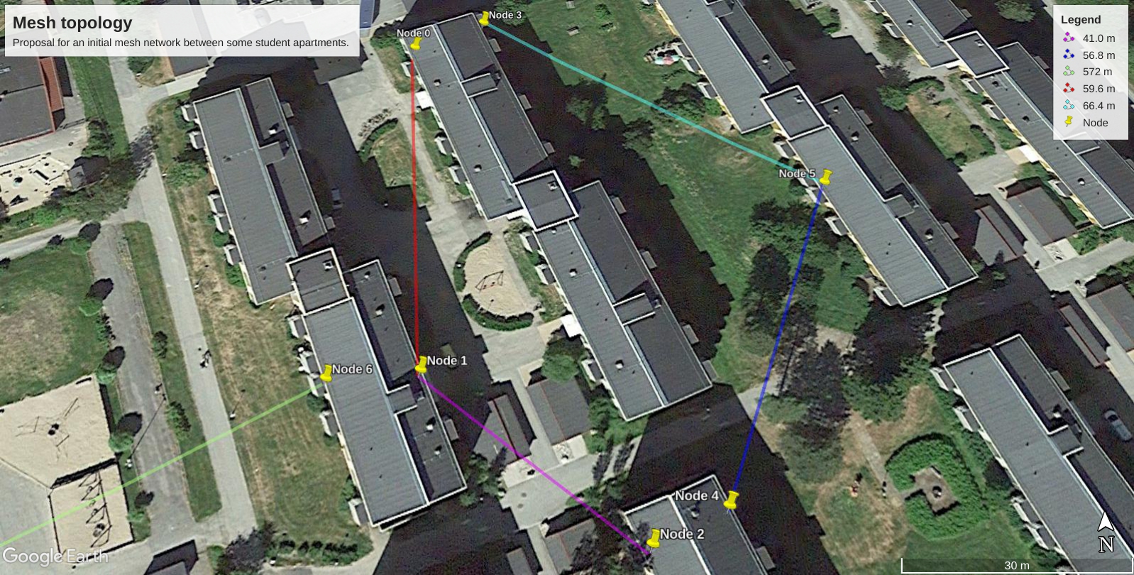 Proposoal for an initial mesh network between some student apartments